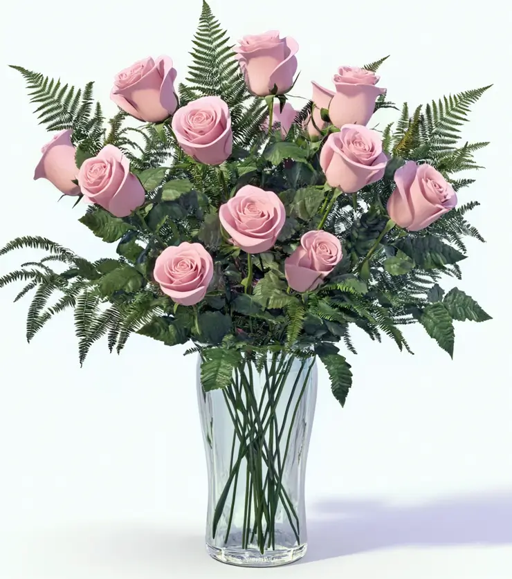 One Dozen Pink Roses