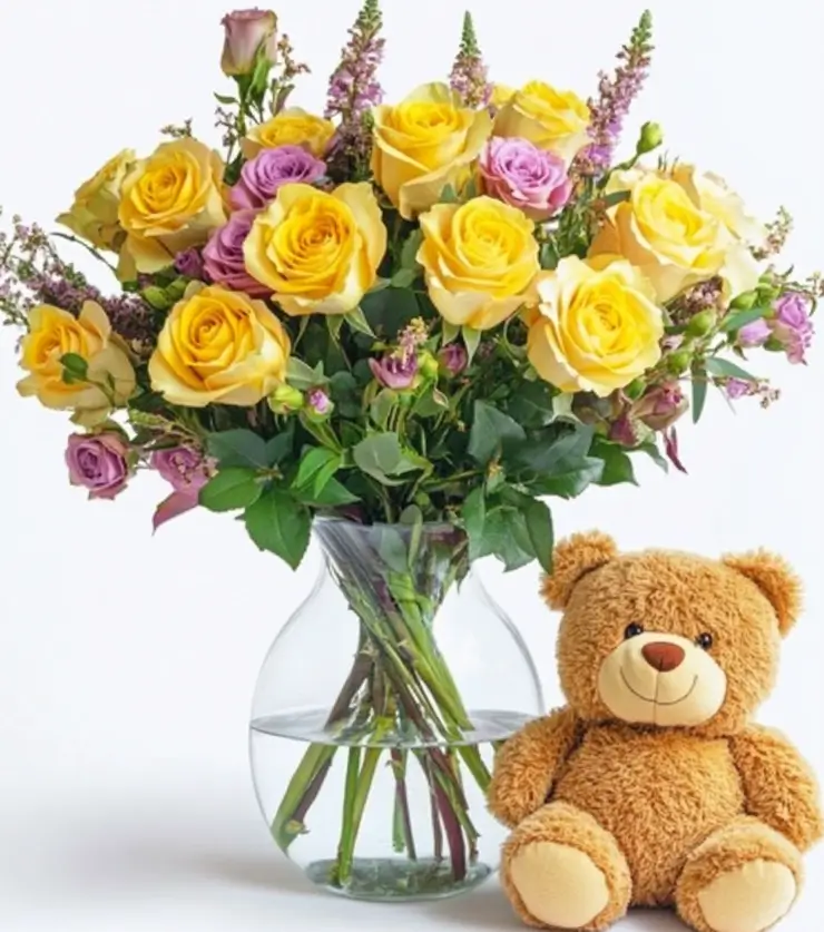 Teddy Bear and Flowers