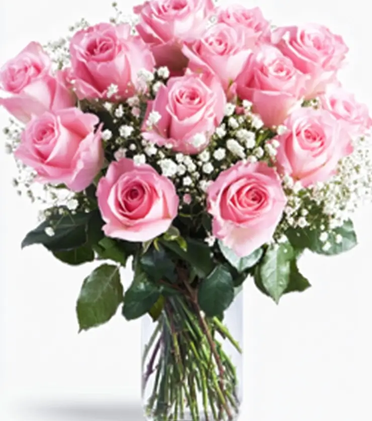 12 Pink Roses