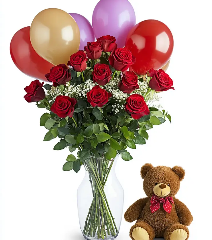 Roses Balloons Teddy