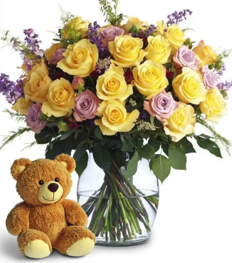 Teddy Bear and Flowers